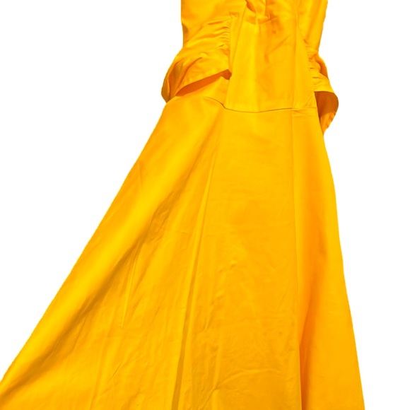 S Women Summer Vacation Halterneck Dress Waist-Hugging Ruffled Midi Skirt Yellow - Picture 6 of 16